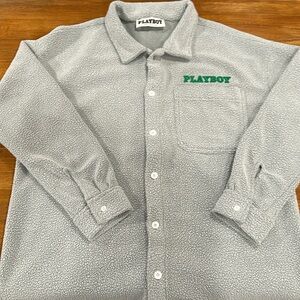 Playboy By PacSun Men’s Formula Sherpa Woven Button Shirt Gray